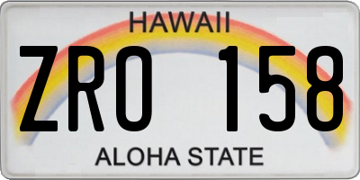 HI license plate ZRO158