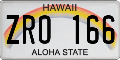 HI license plate ZRO166