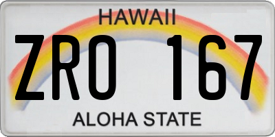 HI license plate ZRO167
