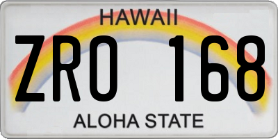 HI license plate ZRO168