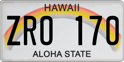 HI license plate ZRO170
