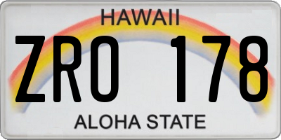 HI license plate ZRO178