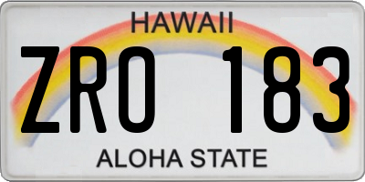 HI license plate ZRO183