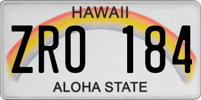 HI license plate ZRO184