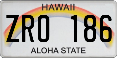 HI license plate ZRO186
