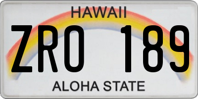 HI license plate ZRO189