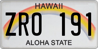 HI license plate ZRO191