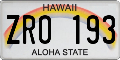 HI license plate ZRO193