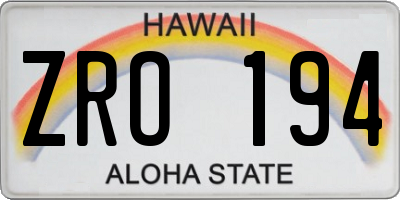 HI license plate ZRO194