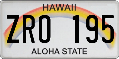 HI license plate ZRO195