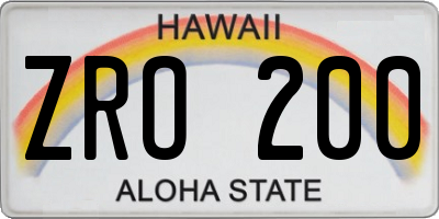 HI license plate ZRO200