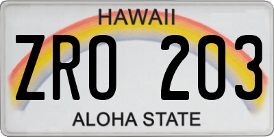 HI license plate ZRO203