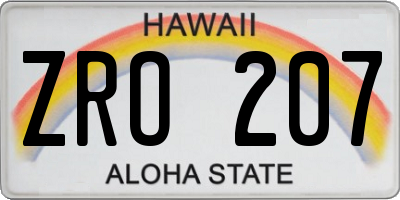 HI license plate ZRO207