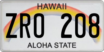 HI license plate ZRO208