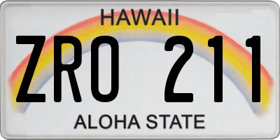 HI license plate ZRO211