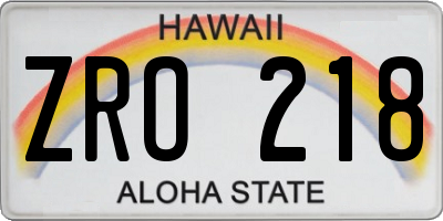 HI license plate ZRO218