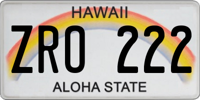 HI license plate ZRO222