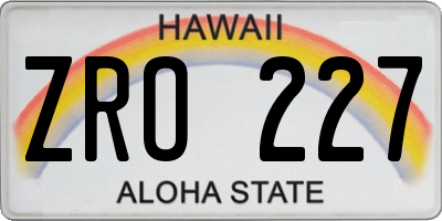 HI license plate ZRO227