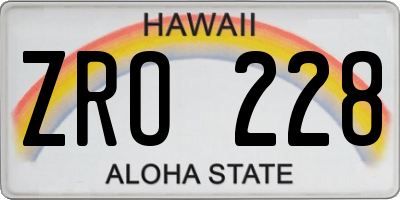 HI license plate ZRO228