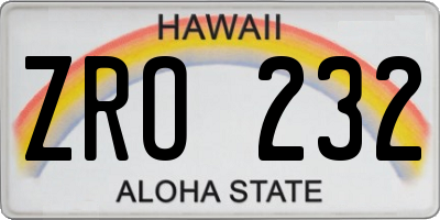 HI license plate ZRO232