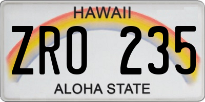 HI license plate ZRO235