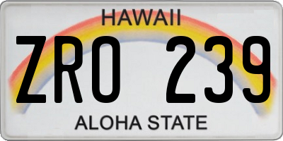 HI license plate ZRO239