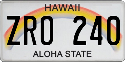 HI license plate ZRO240