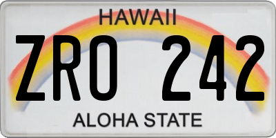 HI license plate ZRO242