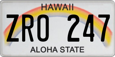 HI license plate ZRO247