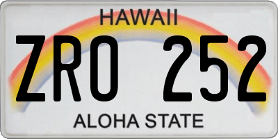 HI license plate ZRO252