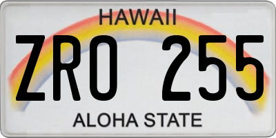 HI license plate ZRO255