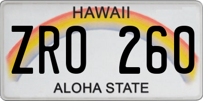 HI license plate ZRO260
