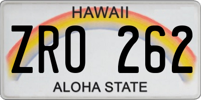 HI license plate ZRO262