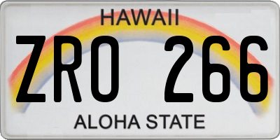 HI license plate ZRO266