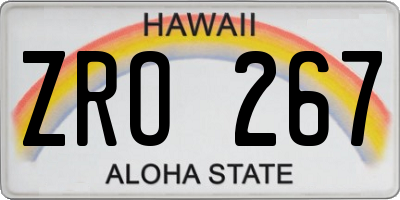 HI license plate ZRO267