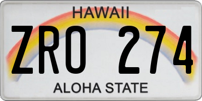 HI license plate ZRO274