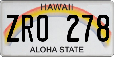 HI license plate ZRO278
