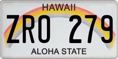HI license plate ZRO279