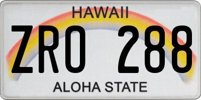 HI license plate ZRO288