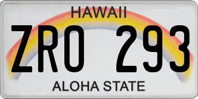 HI license plate ZRO293