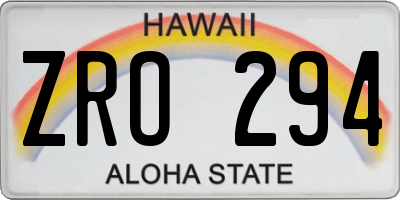 HI license plate ZRO294