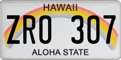 HI license plate ZRO307