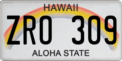 HI license plate ZRO309