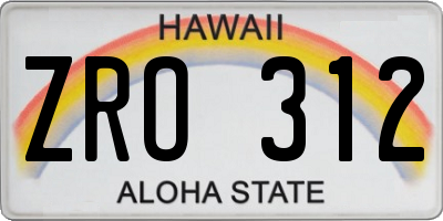 HI license plate ZRO312