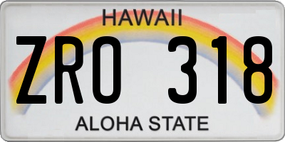 HI license plate ZRO318