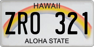 HI license plate ZRO321