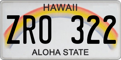 HI license plate ZRO322