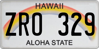 HI license plate ZRO329