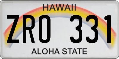 HI license plate ZRO331