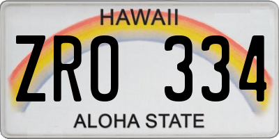 HI license plate ZRO334